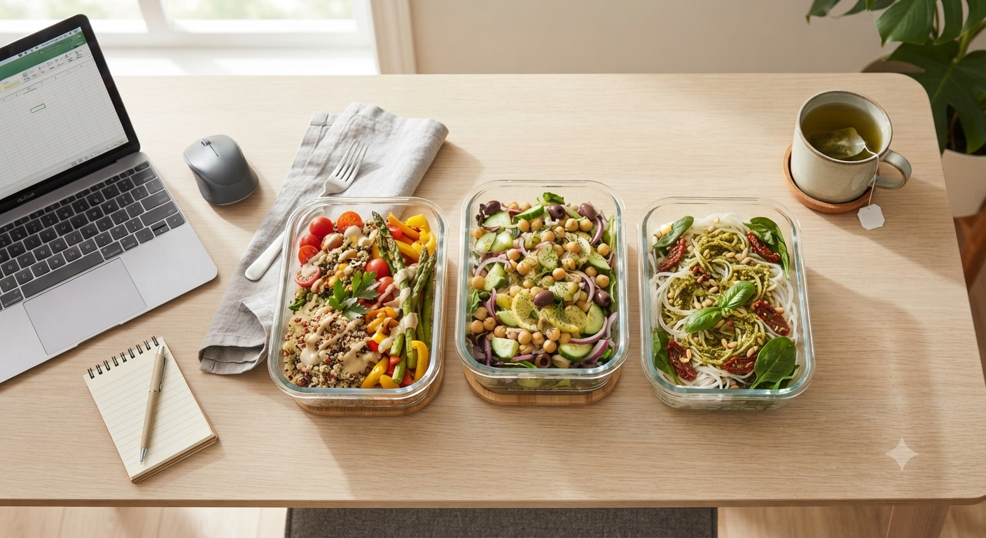 Jak ogarnąć zdrowe jedzenie w pracy – lunchbox, mikrofalówka i kolega, który komentuje twoją sałatkę